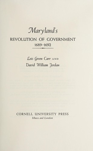 Maryland's revolution of government, 1689-1692