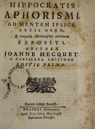 Aphorismi ad mentem ipsius, artis usum, et corporis mechanismi rationem expositi