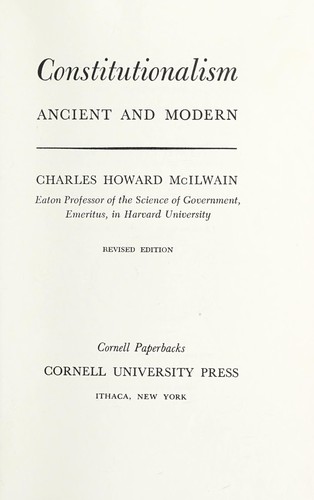 Constitutionalism, ancient and modern