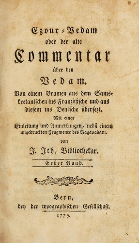 Ezour-Vedam oder der alte Commentar über den Vedam