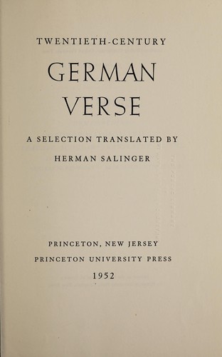 Twentieth-century German verse