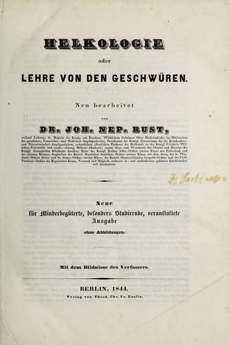Helkologie, oder, Lehre von den Geschwüren