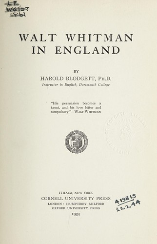 Walt Whitman in England