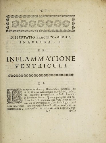 Dissertatio inauguralis practico-medica de inflammatione ventriculi ...