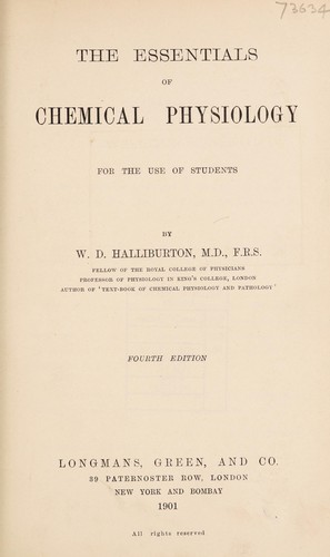 The essentials of chemical physiology for the use of students