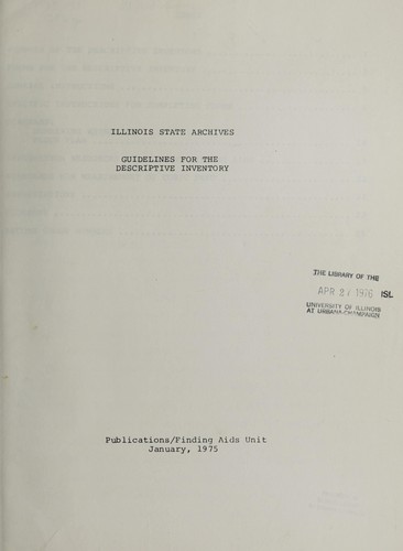 Guidelines for the descriptive inventory