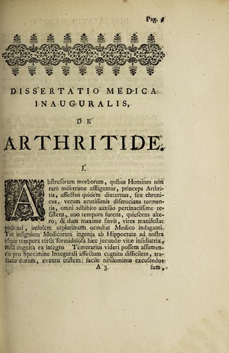 Dissertatio medica inauguralis, de arthritide ...