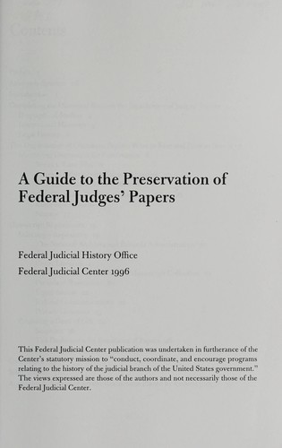 A guide to the preservation of federal judges' papers