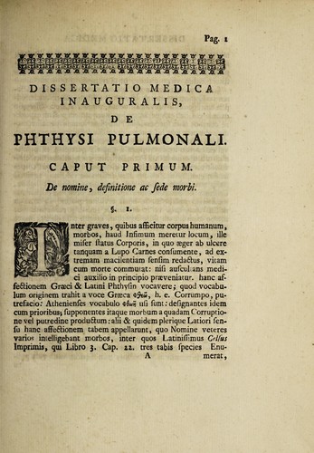Dissertatio medica inauguralis, de phthysi pulmonali ...