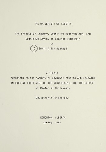 The effects of imagery, cognitive modification, and cognitive style, in dealing with pain