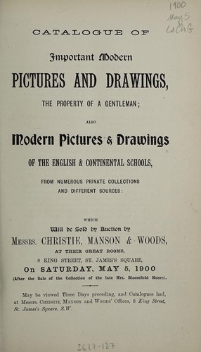 Catalogue of important modern pictures and drawings