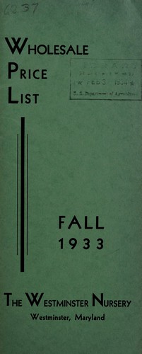 Wholesale price list, fall 1933