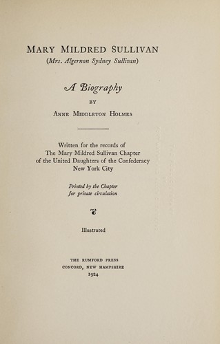 Mary Mildred Sullivan (Mrs. Algernon Sydney Sullivan)
