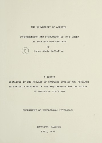 Comprehension and production of word order by two-year old children