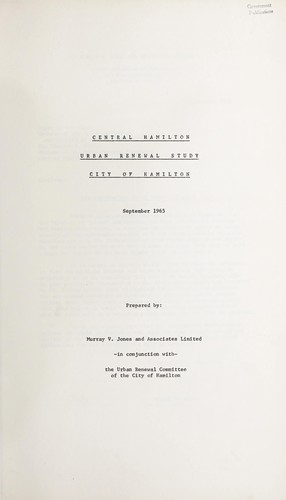 CENTRAL HAMILTON URBAN RENEWAL STUDY