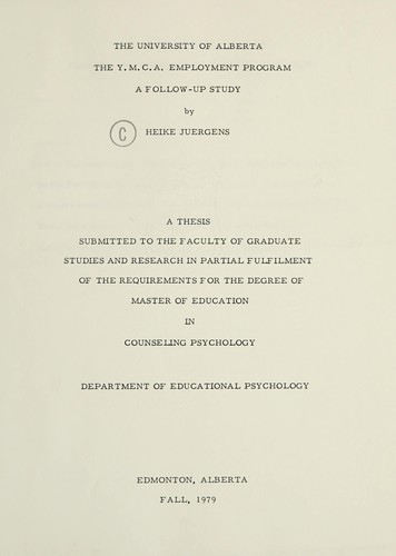 The Y.M.C.A. employment program, a follow up study