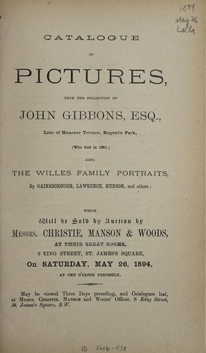 Catalogue of pictures from the collection of John Gibbons, Esq