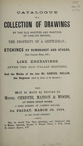 Catalogue of a collection of drawings by the old masters and painters of English school, the property of a gentleman
