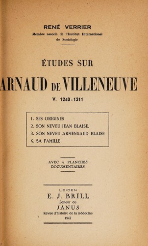 Études sur Arnaud de Villeneuve