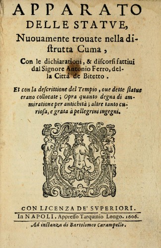 Apparato delle statue, nuouamente trouate nella distrutta Cuma