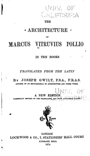 The Architecture of Marcus Vitruvius Pollio: In Ten Books
