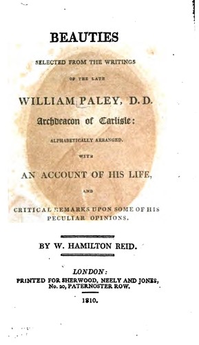 Beauties Selected from the Writings of the Late William Paley, D.D ...