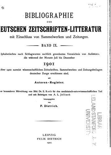 Bibliographie der deutschen Zeitschriftenliteratur, mit Einschluss von Sammelwerken