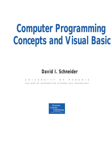 Computer Programming Concepts and Visual Basic
