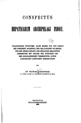 Conspectus hepaticarum archipelagi Indici