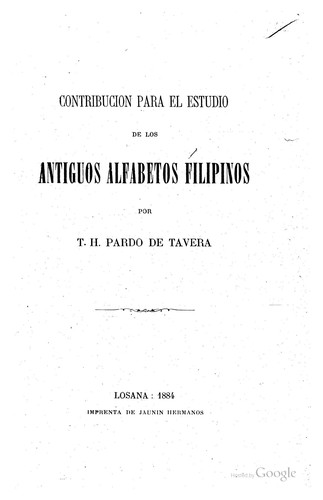 Contribucion para el estudio de los antiguos alfabetos filipinos