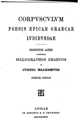 Corpusculum poesis epicae graecae ludibundae