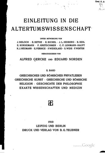 Einleitung in die altertumswissenschaft