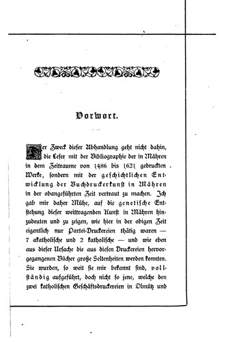 Geschichtliche Entwickelung des Buchdruckes in Mähren, vom Jahre 1486 bis 1621