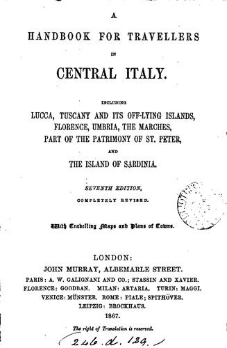 Handbook for travellers in central Italy [by O. Blewitt].