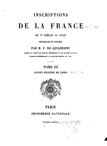 Inscriptions de la France du Ve siècle au XVIIIe