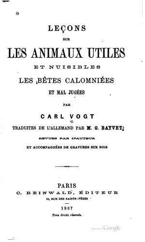 Lec̜ons sur les animaux utiles et nuisibles