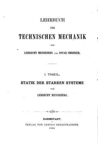 Lehrbuch der technischen Mechanik
