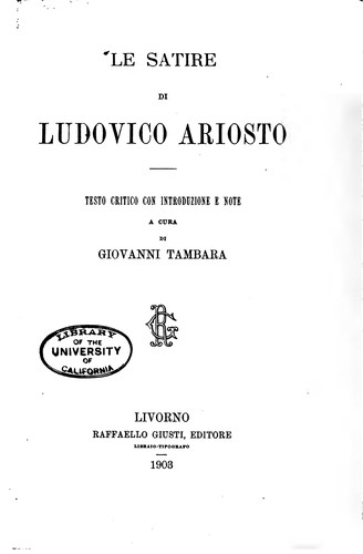Le satire di Ludovico Ariosto: testo critico