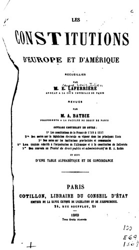 Les constitutions d'Europe et d'Amérique