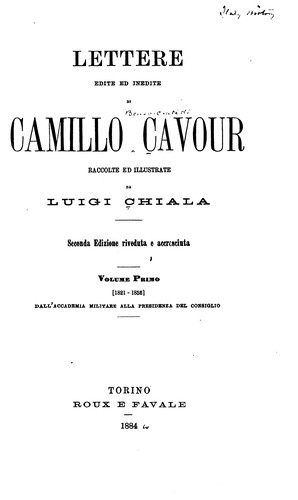 Lettere edite ed inedite di Camillo Cavour