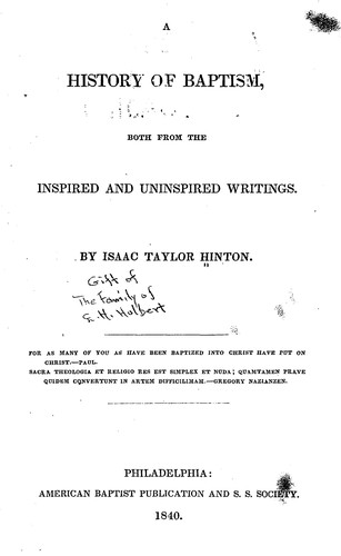 A history of baptism