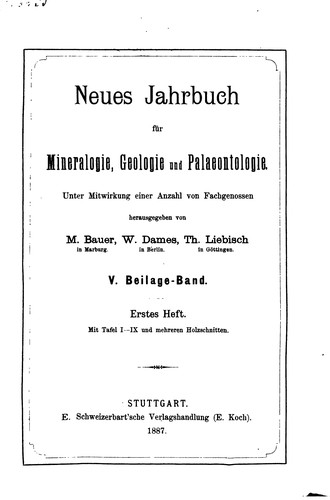 Neues Jahrbuch für Mineralogie, Geologie und Paläontologie. Beilage-band