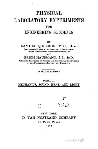 Physical Laboratory Experiments for Engineering Students: Part I. Mechanics ...
