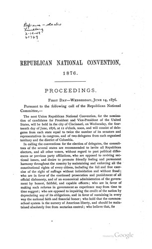 Proceedings of the Republican national convention, held at Cincinnati, Ohio ...