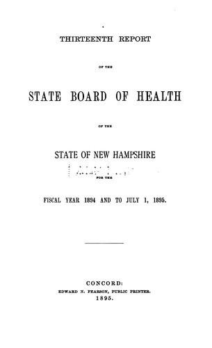 Report of the State Board of Health of the State of New Hampshire. 1933/34
