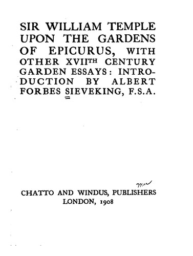 Sir William Temple upon the gardens of Epicurus