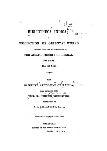 The Sánkhya Aphorisms of Kapila
