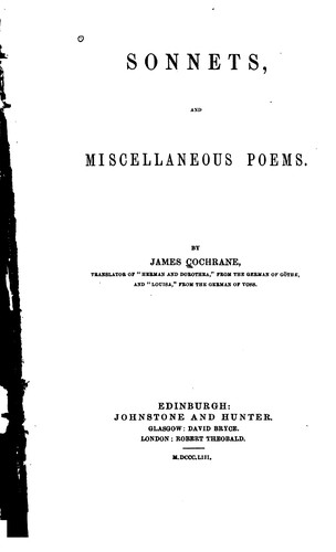 Sonnets, and Miscellaneous Poems