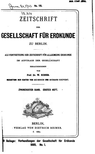 Zeitschrift der Gesellschaft für Erdkunde zu Berlin