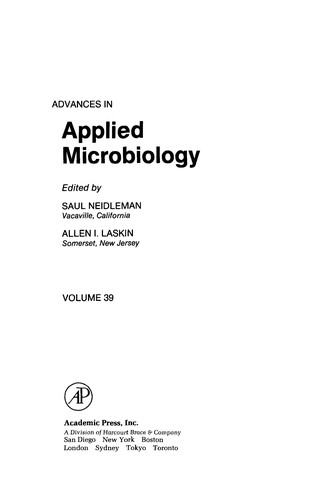 Advances In Applied Microbiology Volume 39 (Advances in Applied Microbiology)